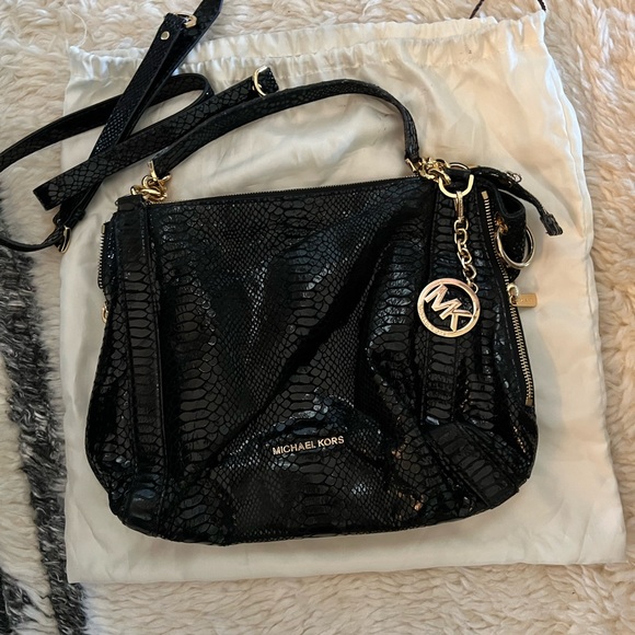 Michael Michael Kors Python Embossed Leather Medium Lilly Chain Tote - Picture 3 of 7